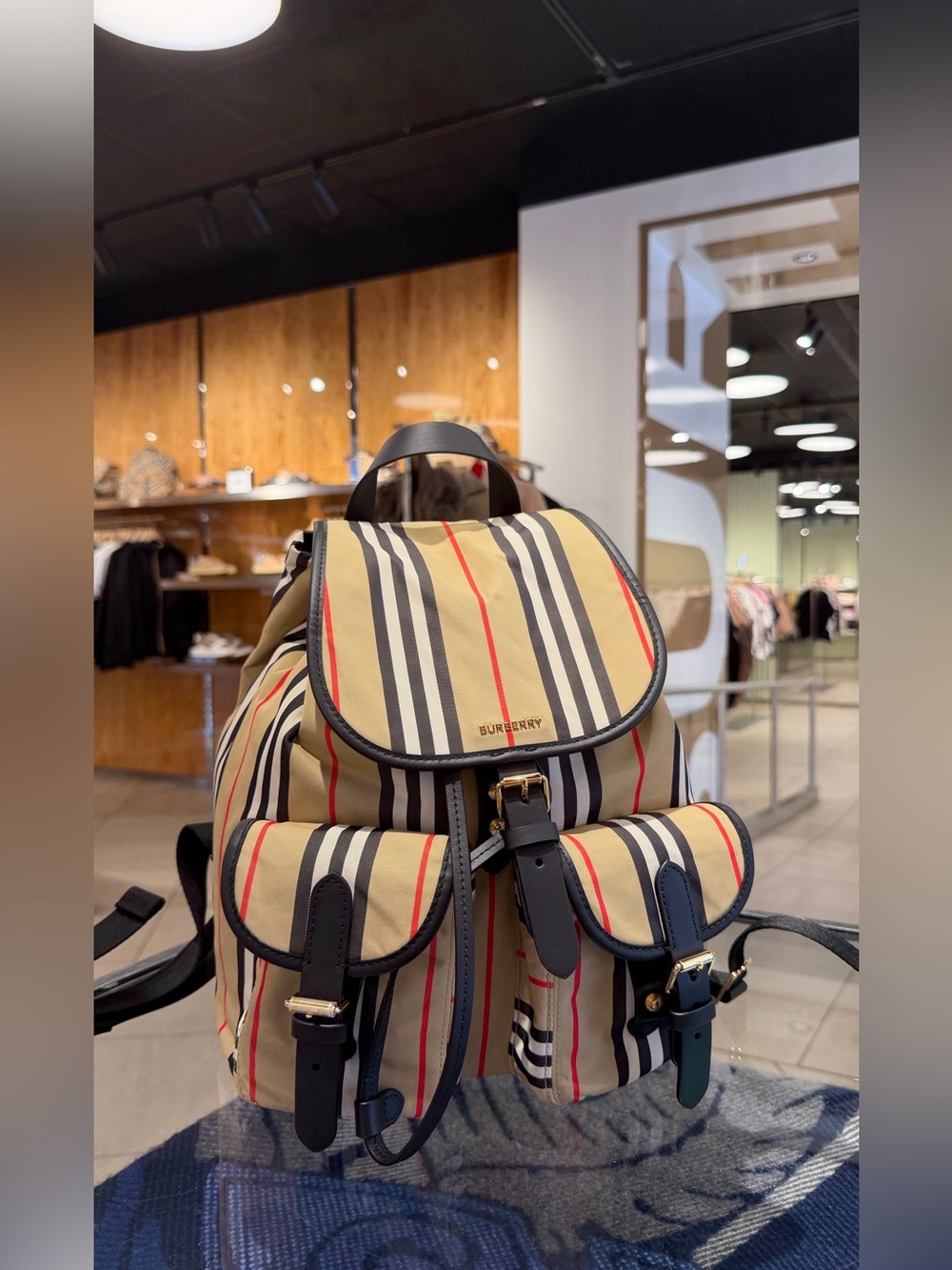 Burberry Beige Vintage icon Stripe Backpack